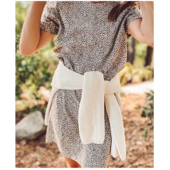 Jenni Kayne Leopard Print T Shirt Dress Mini Casual Oversized Animal Size XS - Picture 2 of 16